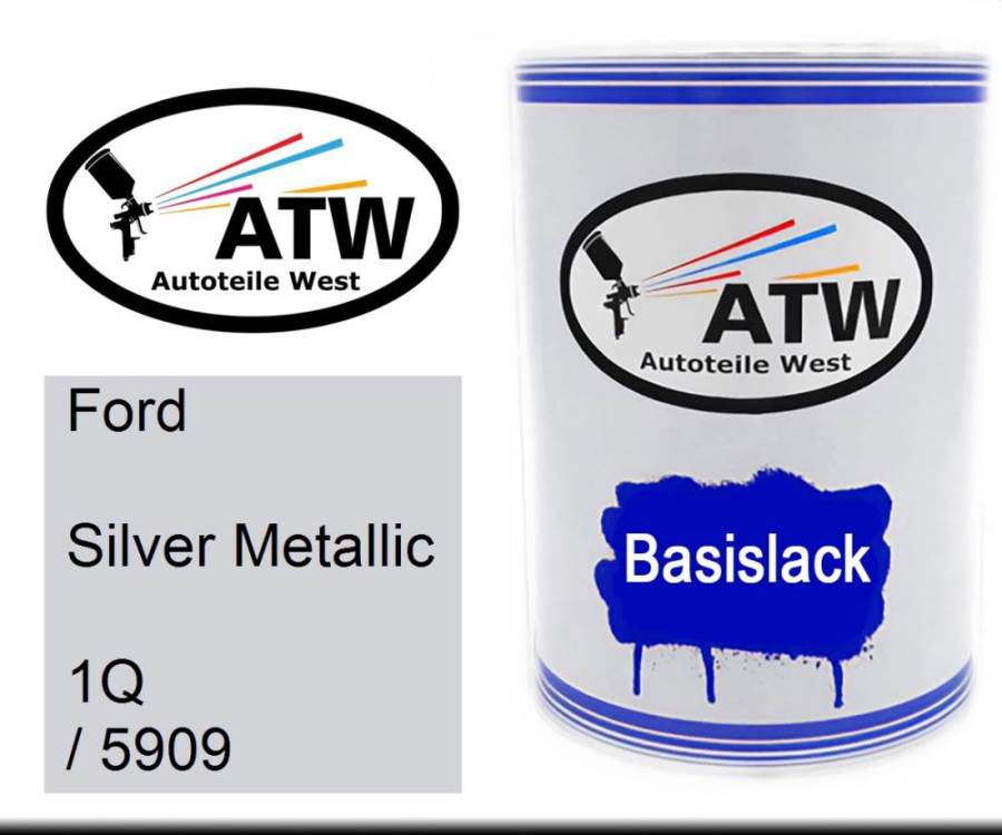 Ford, Silver Metallic, 1Q / 5909: 500ml Lackdose, von ATW Autoteile West.
